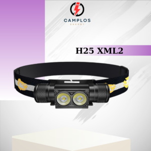 Camplos Đèn pin đôi đầu 2 bóng H25 XML2 ánh sáng mạnh sáng tỏa vỏ hợp kim điều chỉnh chế độ sáng vô cấp và lưu nhớ chế độ sáng