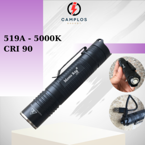 CAMPLOS Đèn pin EDC  Mantaray KC18 519A CRI90 công tắc đuôi kim loại sạc trực tiếp với pin 18650
